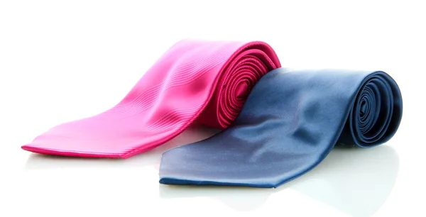 Gravatas rosa e azul isoladas em branco — Fotografia de Stock