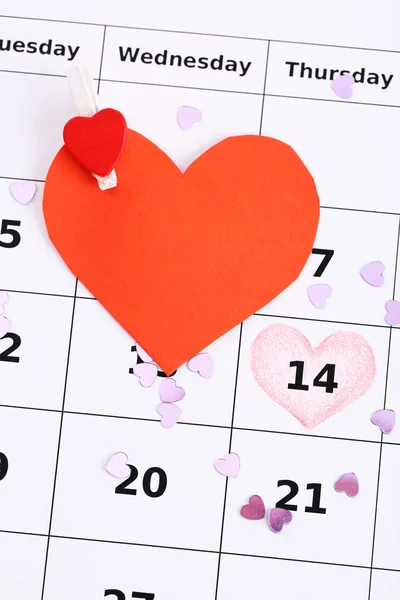 Notes on the calendar (valentines day), close-up — Stock Photo, Image