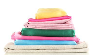 farklı kumaşlar üzerine beyaz izole yığını