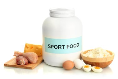 jar gıda üzerine beyaz izole protein ve protein tozu