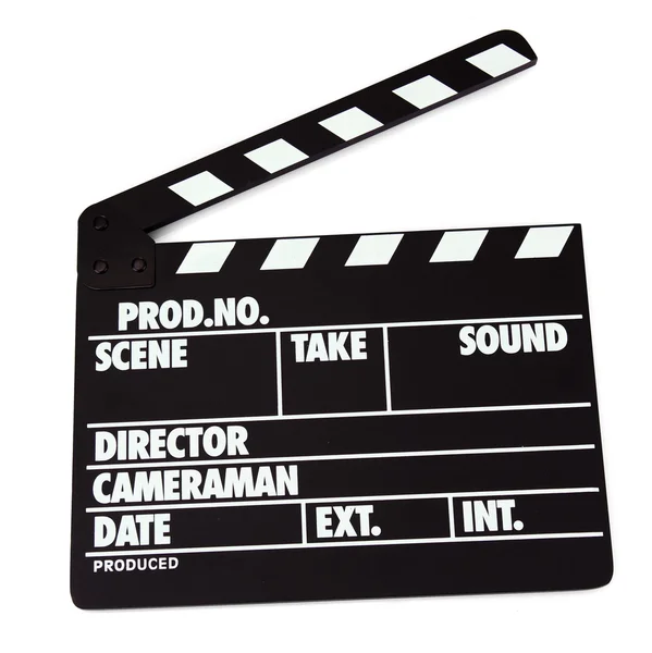 Produção de filmes clapper board isolado no branco — Fotografia de Stock