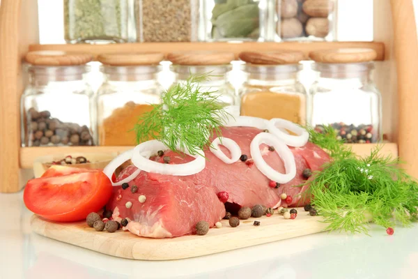 Raw beef meat with spices — Stock Photo, Image