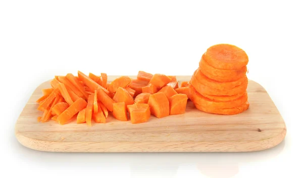 Carrots on cutting board isolated on white — Stock Photo, Image