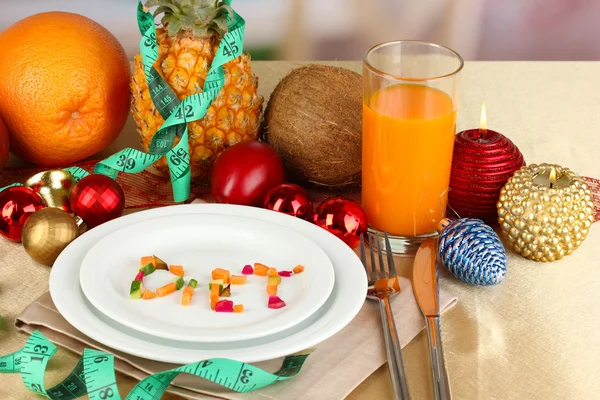 Nourriture diététique sur la table du Nouvel An close-up — Photo