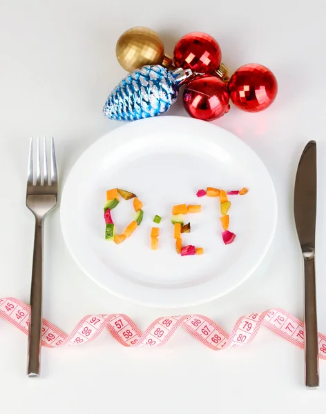 Dieet voedsel tijdens Nieuwjaar vakantie geïsoleerd op wit — Stockfoto