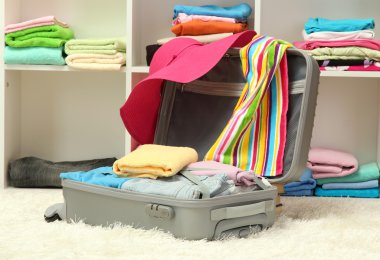 Gümüş çanta giyim odası ile açın.