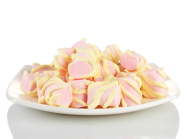 Marshmallows auf Teller isoliert auf weiß — Stockfoto