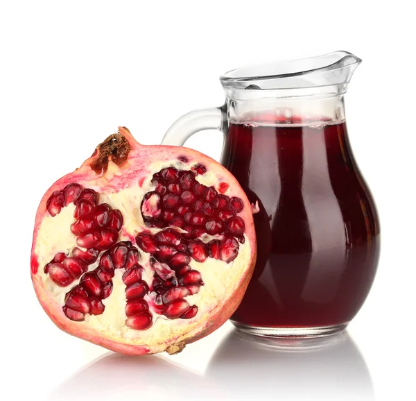 Full jug of pomegranate juice, isolated on white — Stock Photo, Image