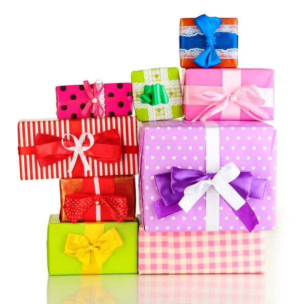 Hill colorful gifts isolated on white — Stock Photo, Image