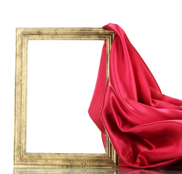 Empty frame with silk, isolated on white — Stock Photo, Image