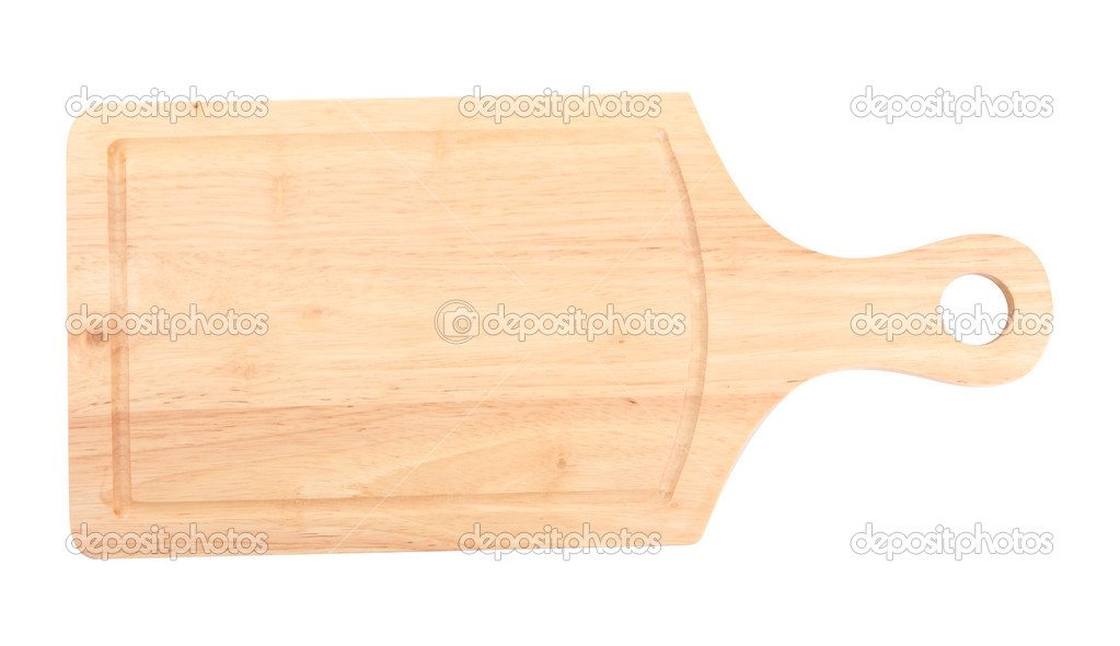 wooden cutting board isolated on white