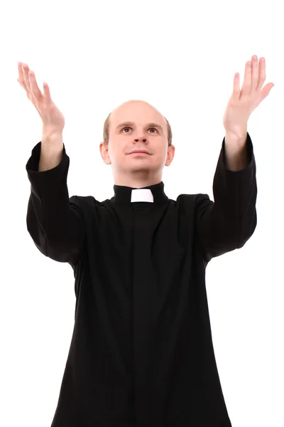 Young priest isolated on white — Stock Photo, Image