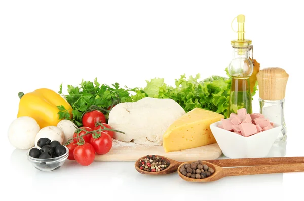 Ingredients for pizza isolated on white Royalty Free Stock Photos