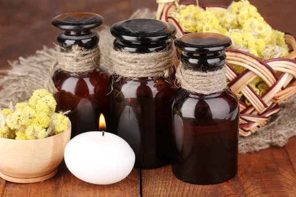 Herbs and jars — Stock Photo, Image