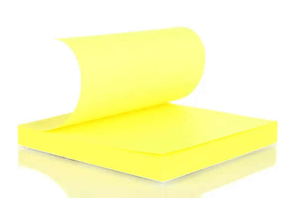 Κίτρινες κολλώδεις σημειώσεις που απομονώνονται σε λευκό — Φωτογραφία Αρχείου