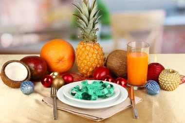 Dietary food on New Year's table close-up clipart