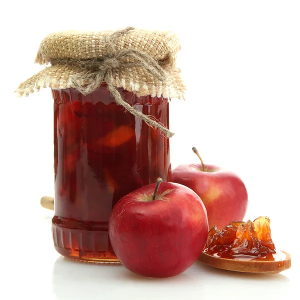 Gustosa marmellata fatta in casa, isolata su bianco — Foto Stock