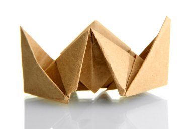 origami gemi üzerinde beyaz izole