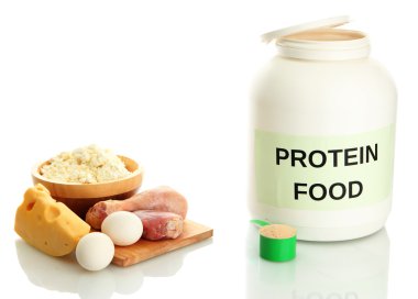 jar gıda üzerine beyaz izole protein ve protein tozu