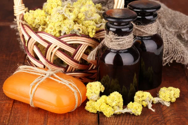 Herbs and jars — Stock Photo, Image