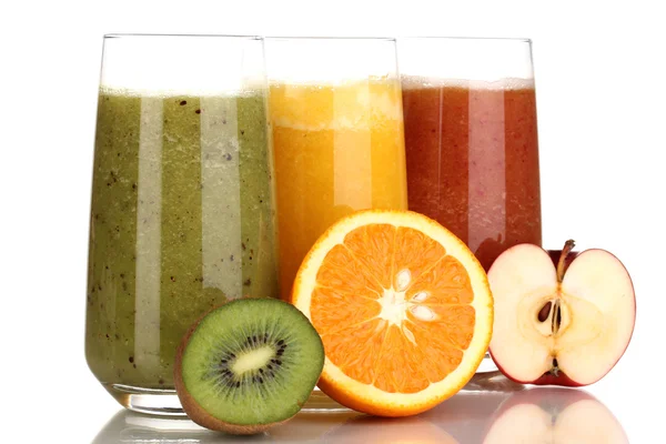 Fresh fruit juices isolated on white — Stock Photo, Image