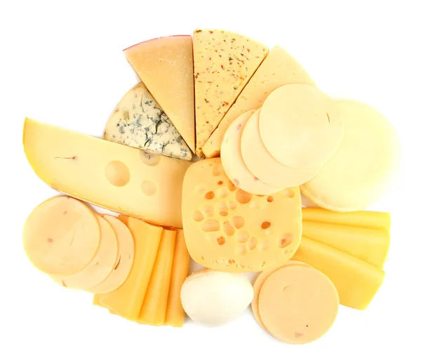 Izole üzerine beyaz peynir türleri — Stok fotoğraf