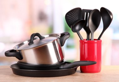 kitchen tools on table in kitchen clipart