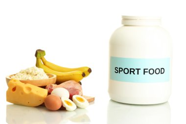 jar gıda üzerine beyaz izole protein ve protein tozu