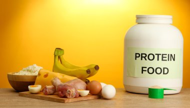 protein tozu ve gıda protein, Sarı zemin üzerine kavanoz