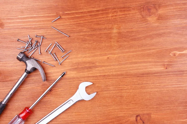 Instrumentos sobre fondo de madera — Foto de Stock