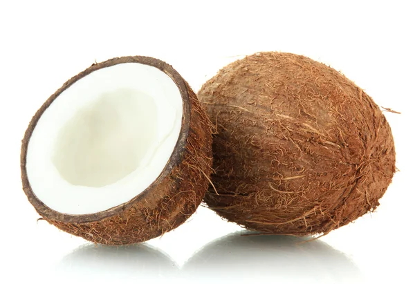 Kokosové ořechy, izolované na bílém — Stock fotografie
