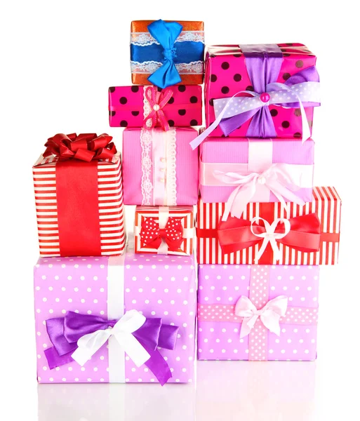 Hill colorful gifts isolated on white — Stock Photo, Image