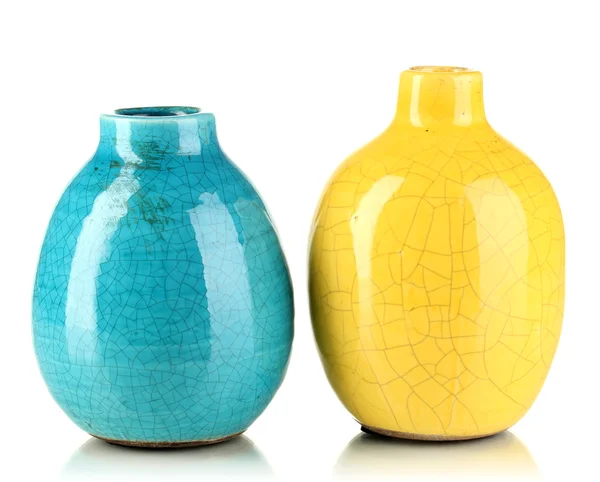Decorative ceramic vases isolated on white — Stock Photo, Image