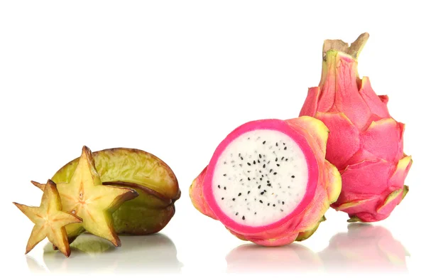 Composizione di frutti esotici isolati su bianco — Foto Stock