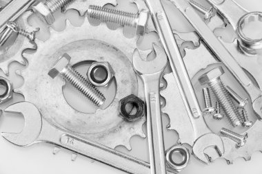 makine metal cogwheels, somun ve cıvata arka dişli, yakın çekim