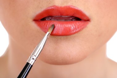 parlak dudaklar, güzel makyaj yakın çekim