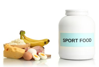 jar gıda üzerine beyaz izole protein ve protein tozu