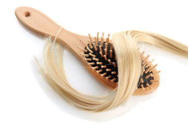 ahşap tarak fırça saçlı, beyaz izole