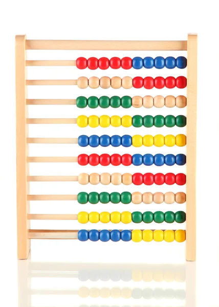 Abacus de brinquedo de madeira brilhante, isolado em branco — Fotografia de Stock