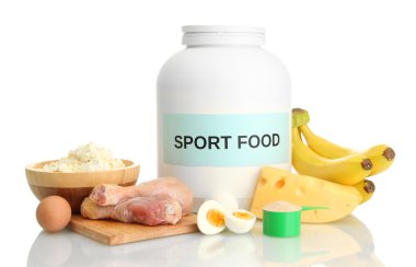 jar gıda üzerine beyaz izole protein ve protein tozu