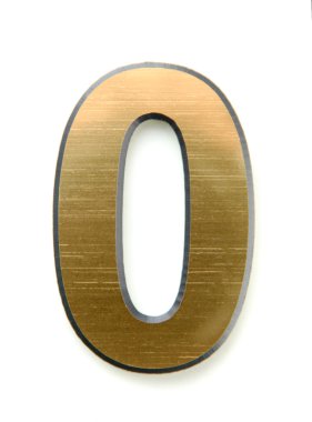 Altın sayı sıfır, üzerinde beyaz izole