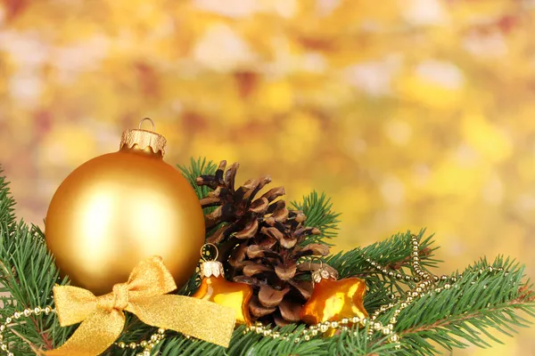 Christmas decoration on yellow background — Stock Photo, Image