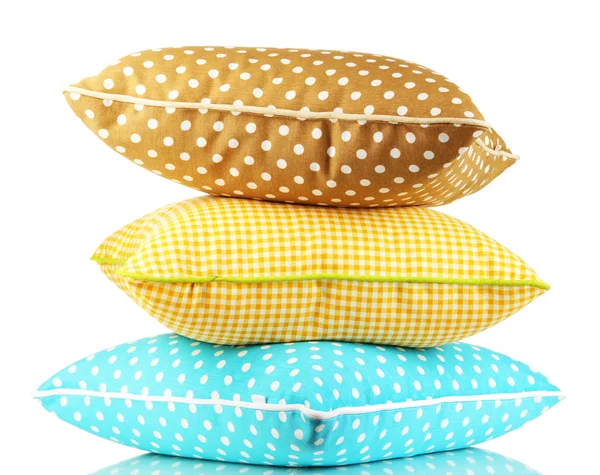 파란색, 갈색, 노란색 흰색 절연 된 밝은 베개 — 스톡 사진