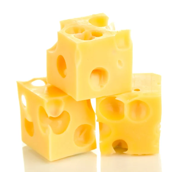 Cheese cubes isolated on white — Stock Photo, Image