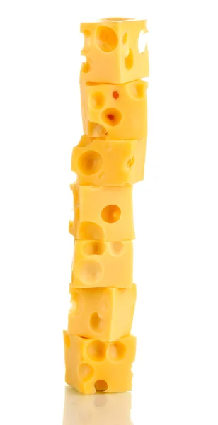 Cheese cubes isolated on white — Stock Photo, Image