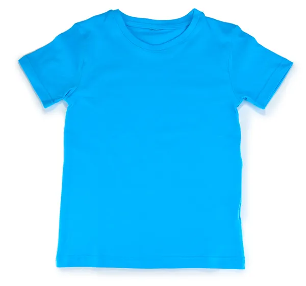 T-shirt azul isolado em branco — Fotografia de Stock