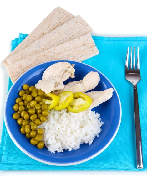 Alimentos saudáveis em prato isolado em branco — Fotografia de Stock