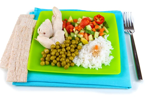Alimento saludable en plato aislado en blanco — Foto de Stock