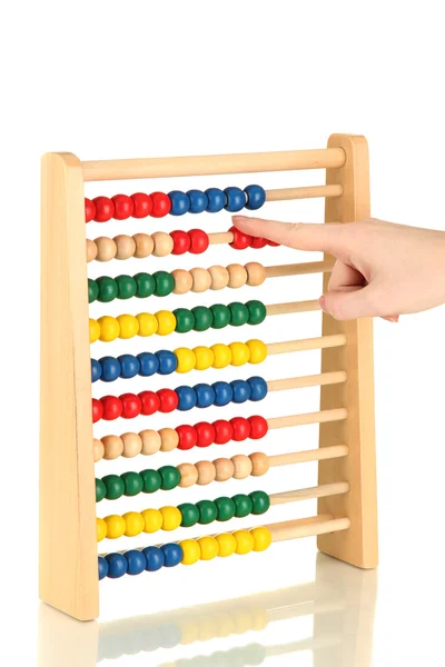 Accountant counting on an abacus, isolated on white — Stock Photo, Image