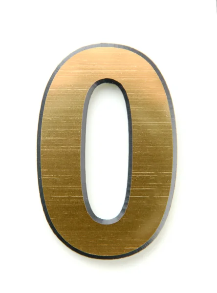 Golden number zero, isolated on white — Stock Photo, Image